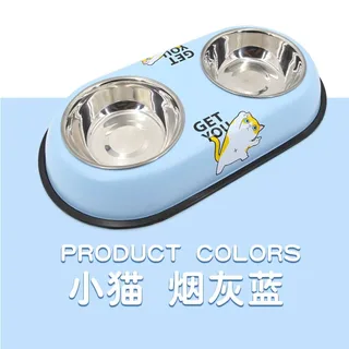 宠物不锈钢双碗食具