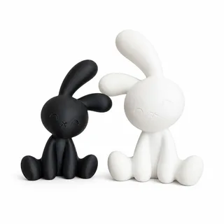 3D打印一套黑兔白兔-2pcs